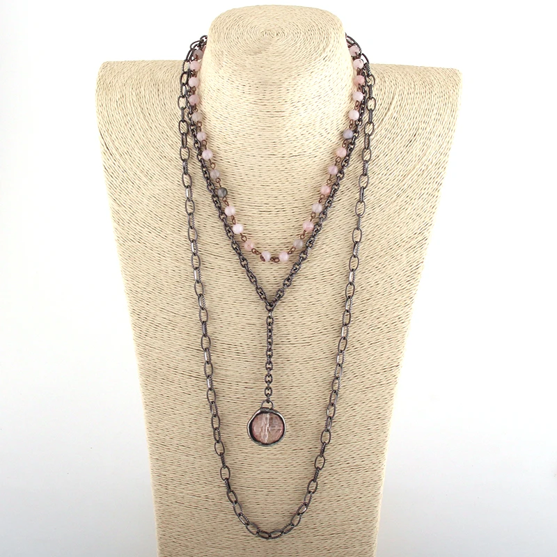 MOODPC Fashion Bohemian Tribal Jewelry 3 Layer Multiple White Stone Rosary Link & Chain Glass Ball Pendant Necklaces
MOODPC Fashion Bohemian Tribal Jewelry 3 Layer Multiple White Stone Rosary Link & Chain Glass Ball Pendant Necklaces