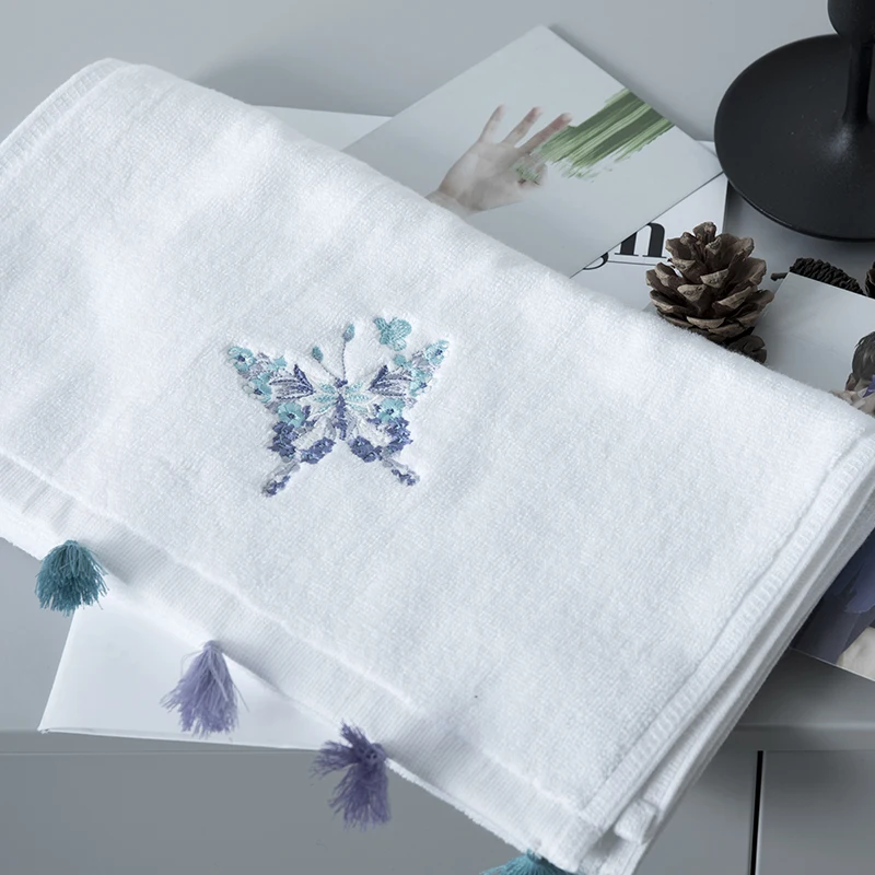 Luxury-Embroidery-Butterfly-Pattern-Bath-Towel-Set-with-Handmade-Tassel-100%-Cotton-Beach-Towels-for-Adults-Absorbent-Face-Towel-2