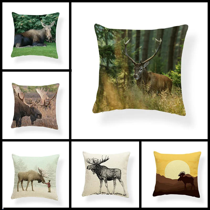 Animal cartoon Home sofa supplies cushion cover Pillow Cotton linen Moose Mountain elk printing Decoration Pillow case
Animal cartoon Home sofa supplies cushion cover Pillow Cotton linen Moose Mountain elk printing Decoration Pillow case
