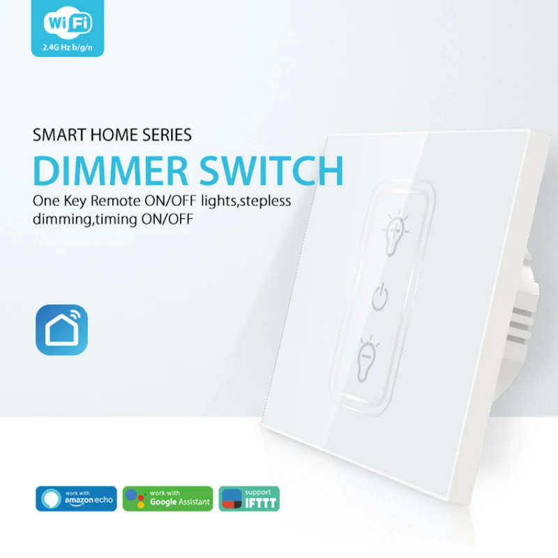 Smart wifi Dimmer Switch panel 1 Gang EU standard Work with Alexa/Google Home/IFTTT touch Stepless by APP Tuya or Smart Life
Smart wifi Dimmer Switch panel 1 Gang EU standard Work with Alexa/Google Home/IFTTT touch Stepless by APP Tuya or Smart Life