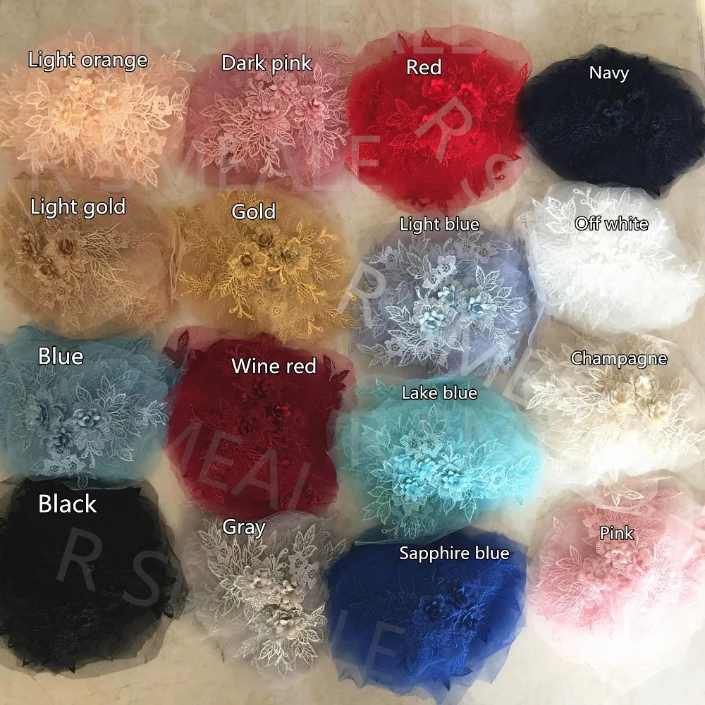 10Pieces/lot `3D color wedding dress lace applique DIY craft flower patch garment auxiliary material gold blue patch RS446
10Pieces/lot `3D color wedding dress lace applique DIY craft flower patch garment auxiliary material gold blue patch RS446