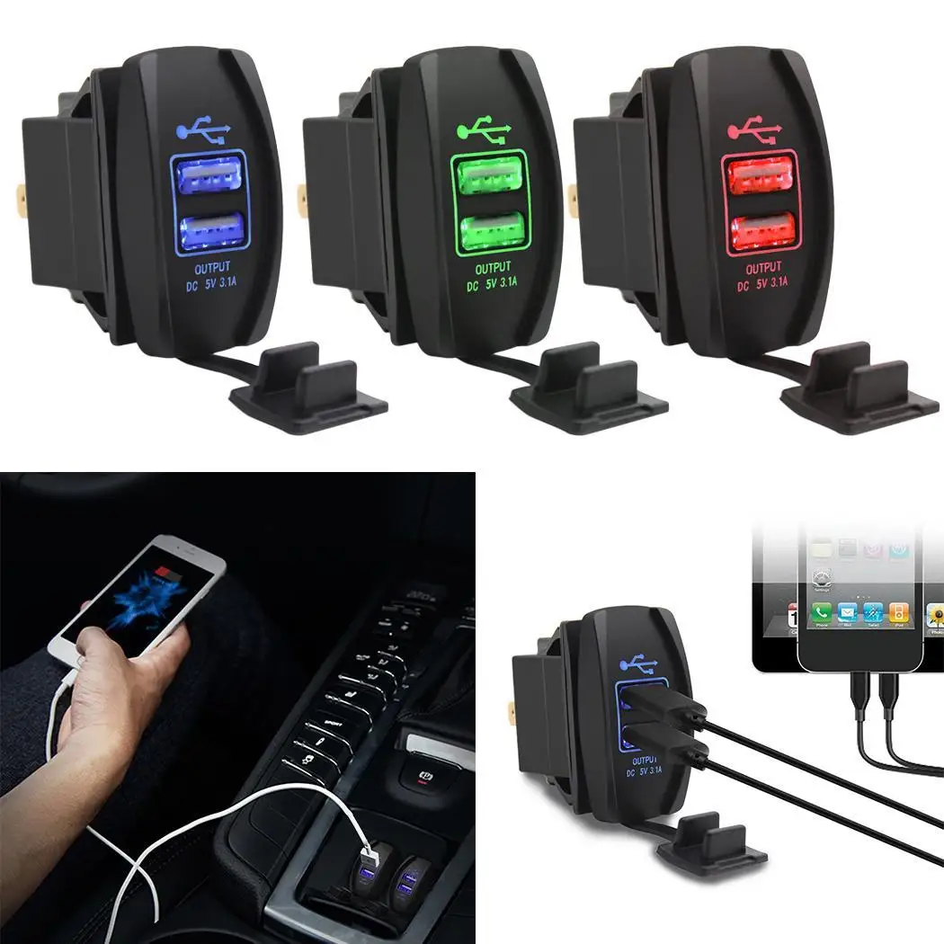 5V 3.1A Dual USB Car Charger USB Fast Auto Charging Socket Car Accessories with Light Waterproof 12V-24V Car Charger Adapter
5V 3.1A Dual USB Car Charger USB Fast Auto Charging Socket Car Accessories with Light Waterproof 12V-24V Car Charger Adapter