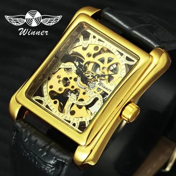 WINNER Official Elegant Women Watches Brand Luxury Mechanical Ladies Watch Leather Strap Golden Skeleton Retro Rectangle Clock
WINNER Official Elegant Women Watches Brand Luxury Mechanical Ladies Watch Leather Strap Golden Skeleton Retro Rectangle Clock