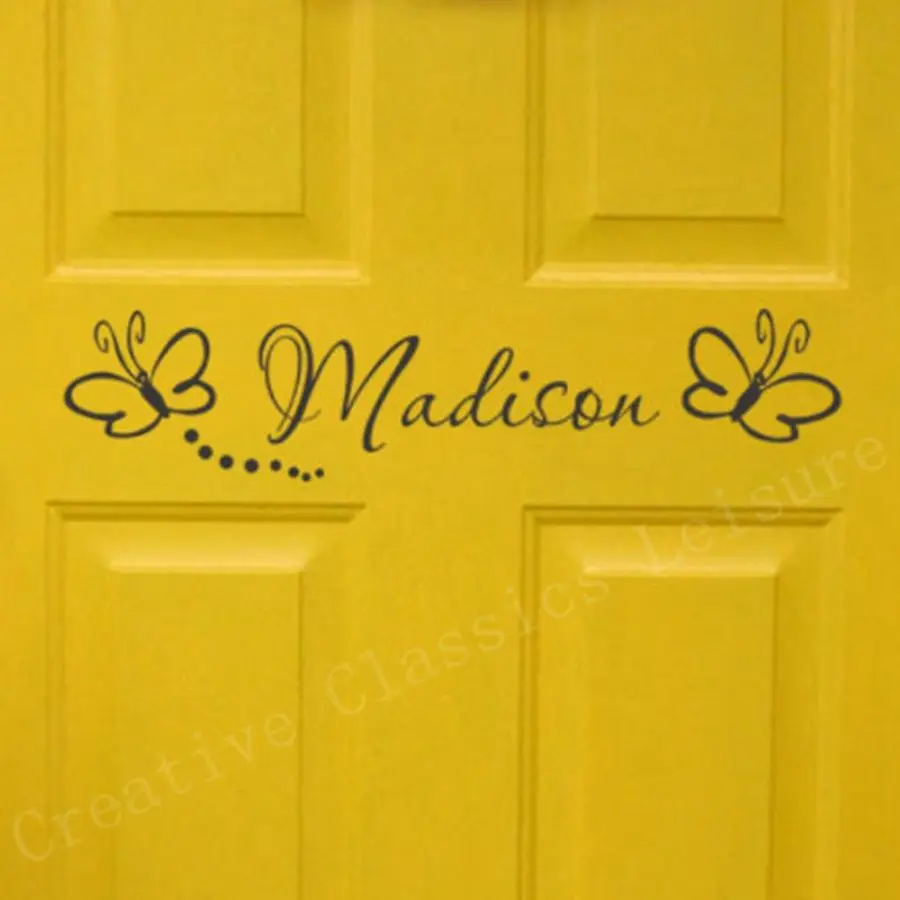 Image Free shipping childs room sign   Girls Bedroom Door Monogram with butterflies Personalized name vinyl wall decal sticker