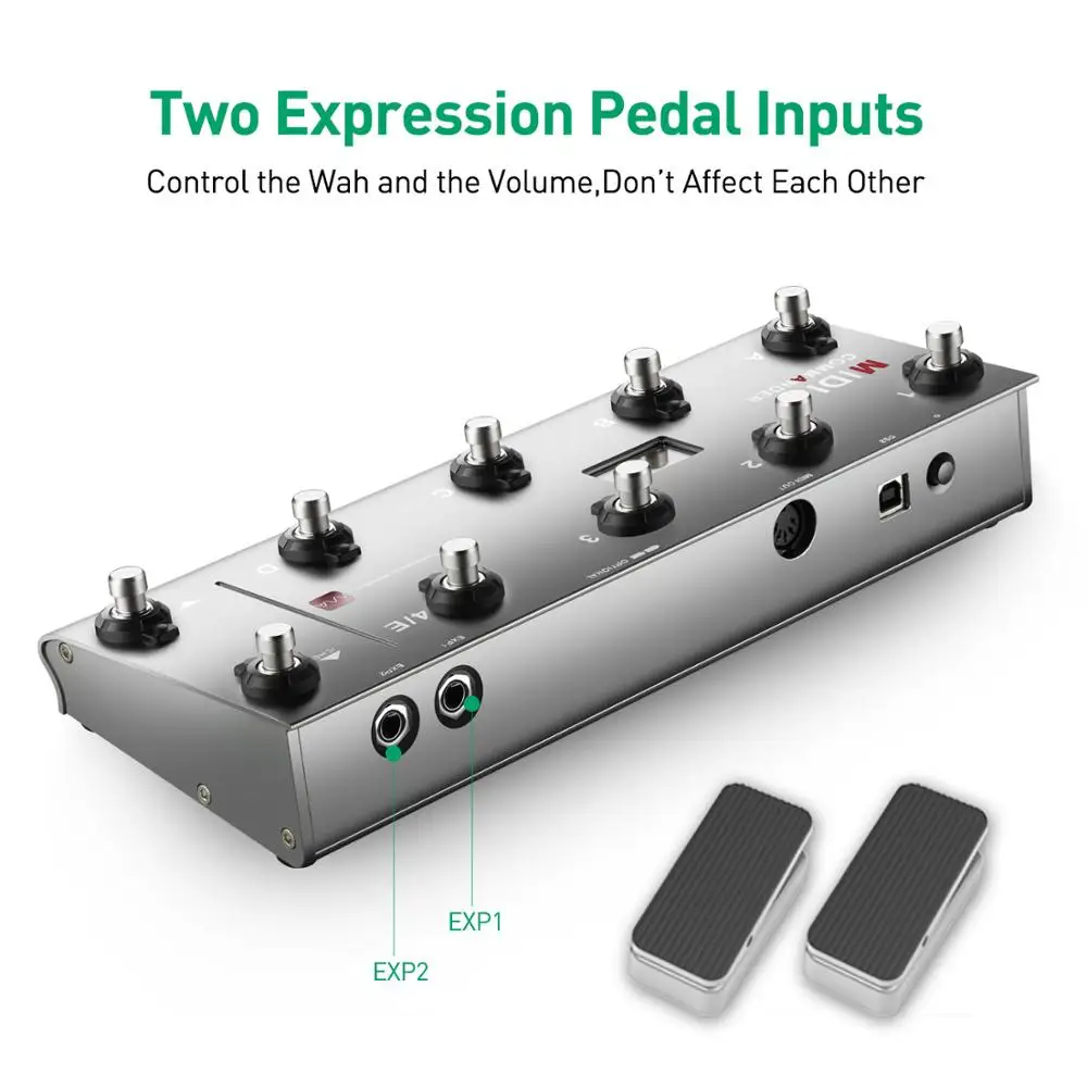 Портативный USB MIDI контроллер для гитары с 10 ножными переключателями|Детали и