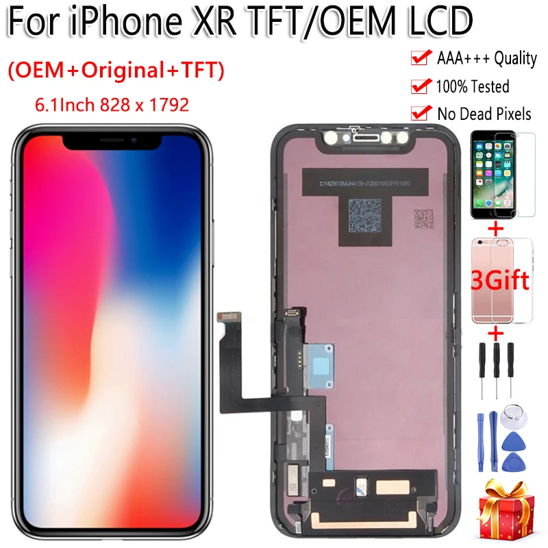 Black Original For iPhone XR LCD Display OEM Touch Screen 6.1 Inch Digitizer Assembly Replacement For iPhone XR TFT LCD + 3 Gift
Black Original For iPhone XR LCD Display OEM Touch Screen 6.1 Inch Digitizer Assembly Replacement For iPhone XR TFT LCD + 3 Gift