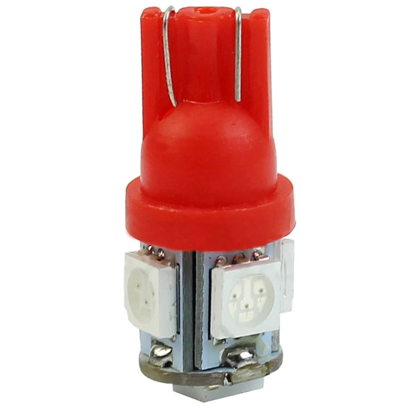 JX-LCLYL 10pcs T10 194 168 W5W 5050 5LED Car Wedge Width Tail Light Lamp Bulb Red