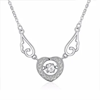 Pure white zircon heart-shaped pendant necklace with white angel wings heart-shaped jewelry lovers gift women's fashion SVN153
Pure white zircon heart-shaped pendant necklace with white angel wings heart-shaped jewelry lovers gift women's fashion SVN153