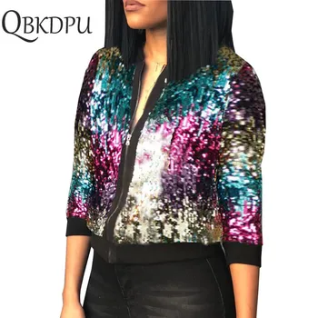 2019 Autumn Winter Sequin Jacket Womens Sparkly Bomber Jacket Three Quater Sleeve Zipper Glitter Streetwear Fashion Jackets Coat
2019 Autumn Winter Sequin Jacket Womens Sparkly Bomber Jacket Three Quater Sleeve Zipper Glitter Streetwear Fashion Jackets Coat