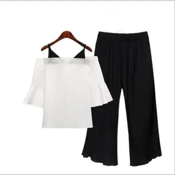 2 Pieces Set 2017 Summer Style Sweet V-neck Ruffle Blouse Shirt Women's Sets Black Pants White Shirt Suits Loose Casual E04
2 Pieces Set 2017 Summer Style Sweet V-neck Ruffle Blouse Shirt Women's Sets Black Pants White Shirt Suits Loose Casual E04