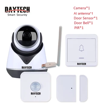 DAYTECH Wireless WiFi Alarm System PIR Door Sensor Alert 1080P Camera Android IOS APP Remote Control Burglar Security System
DAYTECH Wireless WiFi Alarm System PIR Door Sensor Alert 1080P Camera Android IOS APP Remote Control Burglar Security System