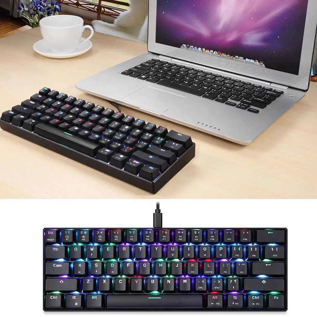 Mechanical Keyboard 61 Key Portable RGB USB Wired Backlight Gaming Wired USB 80 million times 300mA Keyboard
Mechanical Keyboard 61 Key Portable RGB USB Wired Backlight Gaming Wired USB 80 million times 300mA Keyboard