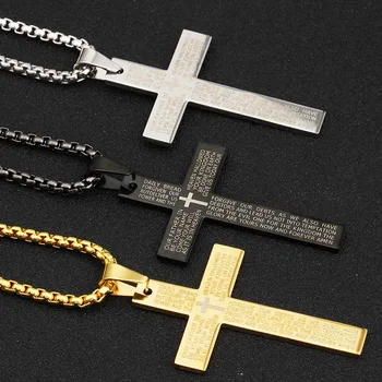 Classic Stainless Steel Bible Cross Necklace Pendant Men Hip Hop Jewelry Fashion Gold Silver Color Gun Black Long Chain Necklace
Classic Stainless Steel Bible Cross Necklace Pendant Men Hip Hop Jewelry Fashion Gold Silver Color Gun Black Long Chain Necklace
