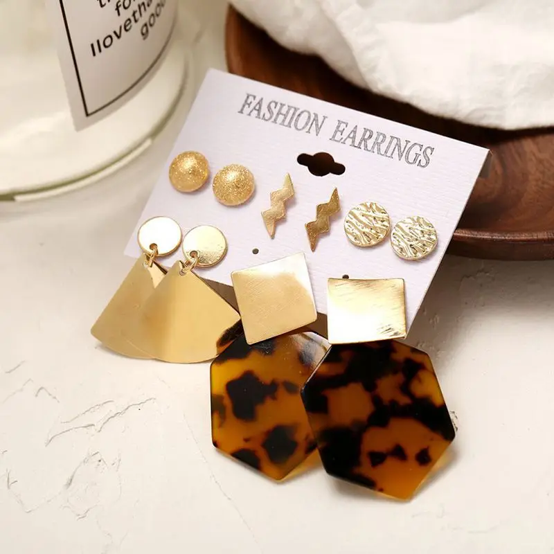 5 Pairs/Set Fashion Earrings Geometric Earrings For Women Metal Piece Leopard Acrylic Dangle Earrings Drop Earring Jewelry
5 Pairs/Set Fashion Earrings Geometric Earrings For Women Metal Piece Leopard Acrylic Dangle Earrings Drop Earring Jewelry