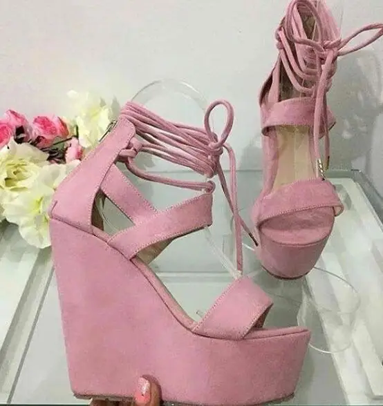 Moraima Snc Pink Suede Lace-up Wedge Sandal for Woman Summer Peep Toe Platform Dress Shoes Cutouts Gladaitor Sandal
Moraima Snc Pink Suede Lace-up Wedge Sandal for Woman Summer Peep Toe Platform Dress Shoes Cutouts Gladaitor Sandal