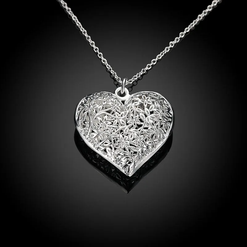 White Gold Diamond Heart Pendant Necklace