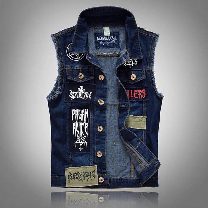 VXO Men Denim Waistcoat Ripped Vest Mens Design Denim Patch patch graffiti waistcoat Man Cowboy Vintage vest Plus Size
VXO Men Denim Waistcoat Ripped Vest Mens Design Denim Patch patch graffiti waistcoat Man Cowboy Vintage vest Plus Size