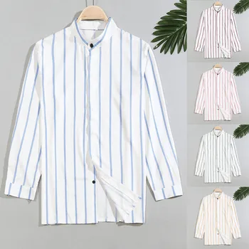 2019 Summer Men Shirts Striped Long-Sleeve Top Blouse Stand Collar hawaiian shirt camisa masculina camisa social masculina
2019 Summer Men Shirts Striped Long-Sleeve Top Blouse Stand Collar hawaiian shirt camisa masculina camisa social masculina