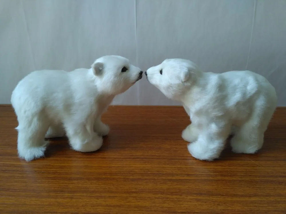 

plastic&furs simulation white polar bears one lot/ 2 pcs model 20x7x14cm handicraft prop home decoration gift d2537