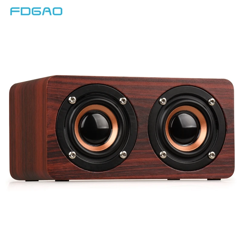 

FDGAO Wood Stereo Subwoofer Bluetooth Speaker Hifi Portable Wireless TF FM Stereo Soundbar Bass Handsfree Loudspeaker for Phone