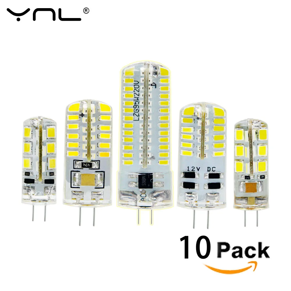 YNL 10 шт. G4 Светодиодный светильник высокой мощности 3 Вт SMD2835 3014 AC DC 12 В 220