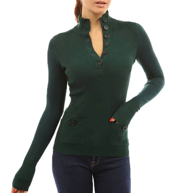 Trendy Women clothes Autumn Ladies Button Turtle Neck Tops Long Sleeve Casual Loose Polyester T-shirts one pieces 
Trendy Women clothes Autumn Ladies Button Turtle Neck Tops Long Sleeve Casual Loose Polyester T-shirts one pieces