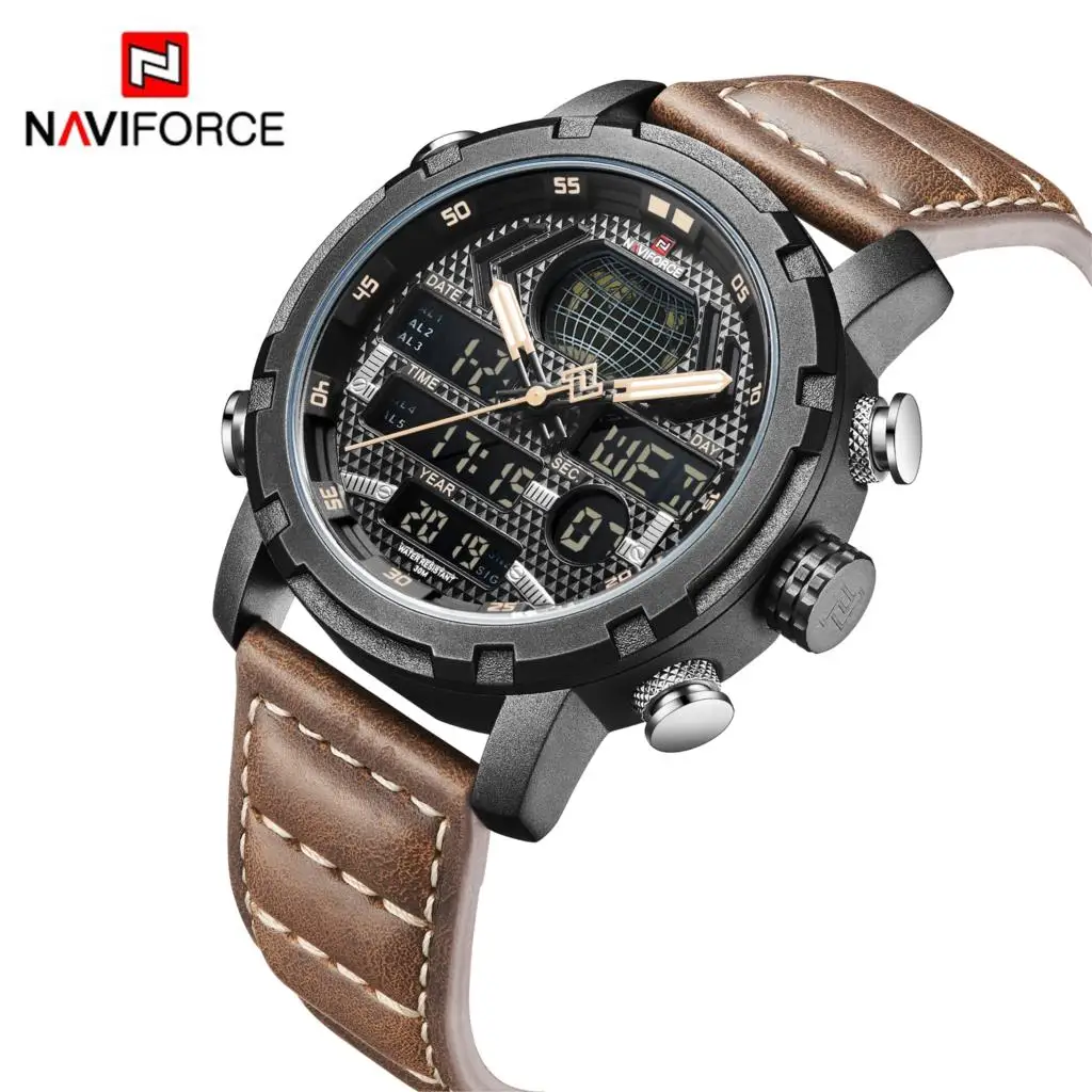 NAVIFORCE Mens Watches Top Brand Luxury Sport Watch Men Leather Strap 30M Waterproof Miliary Dual Display Wrist Watch Clock 2022
NAVIFORCE Mens Watches Top Brand Luxury Sport Watch Men Leather Strap 30M Waterproof Miliary Dual Display Wrist Watch Clock 2022