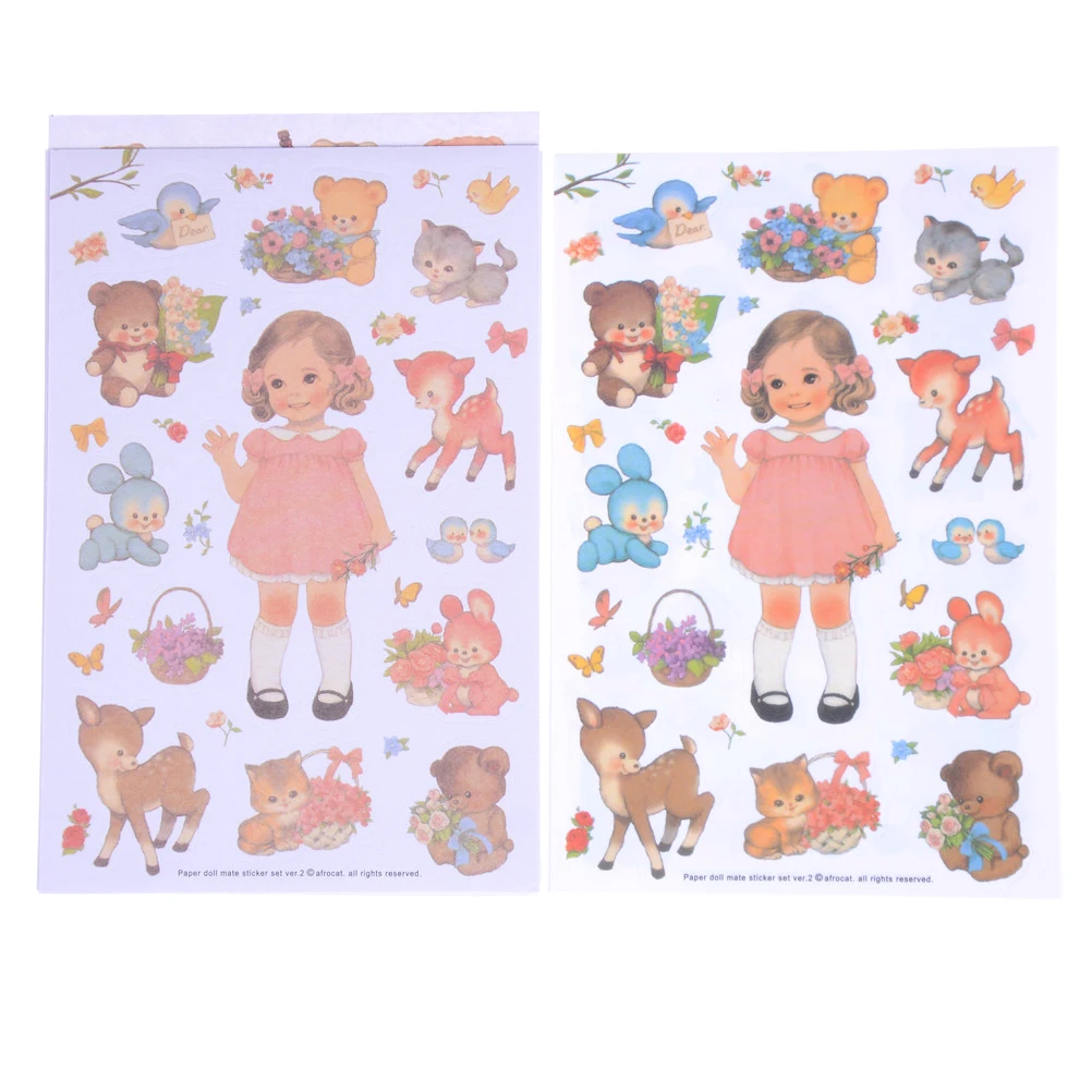 Фото 6 шт. новые милые наклейки бумажные девушки сочетание бумаги кукла мат дети