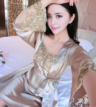 V Neck China Satin Silky Strap Dress and Bathrobe Outfit,Silk Robe Gown sets,Sexy Pajama 2 Piece
V Neck China Satin Silky Strap Dress and Bathrobe Outfit,Silk Robe Gown sets,Sexy Pajama 2 Piece