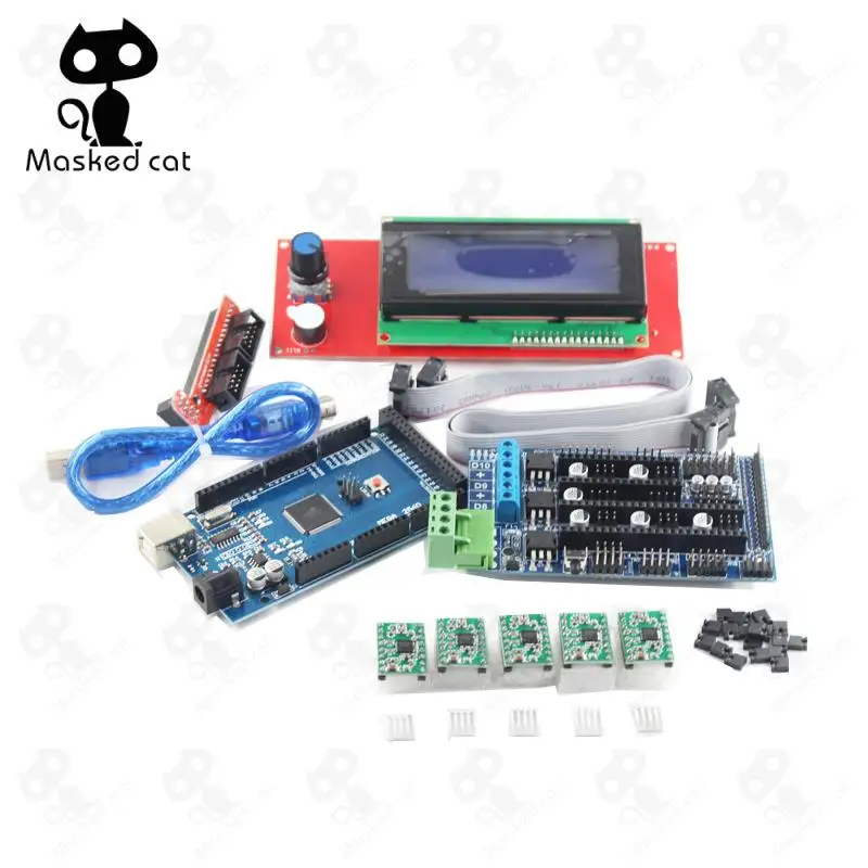 3D Printer Motherboar Parts 1pcs Mega 2560 R3+1pcs RAMPS 1.5 Controller+1pcs LCD 2004 controller+5pcs A4988 Stepper Motor Drive
3D Printer Motherboar Parts 1pcs Mega 2560 R3+1pcs RAMPS 1.5 Controller+1pcs LCD 2004 controller+5pcs A4988 Stepper Motor Drive