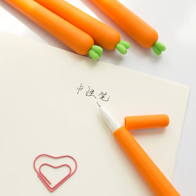 2pcs Carrot gel pen 0.5mm black color pens Vegetable silicone body kids gift stationery Office accessories school supplies FB287
2pcs Carrot gel pen 0.5mm black color pens Vegetable silicone body kids gift stationery Office accessories school supplies FB287