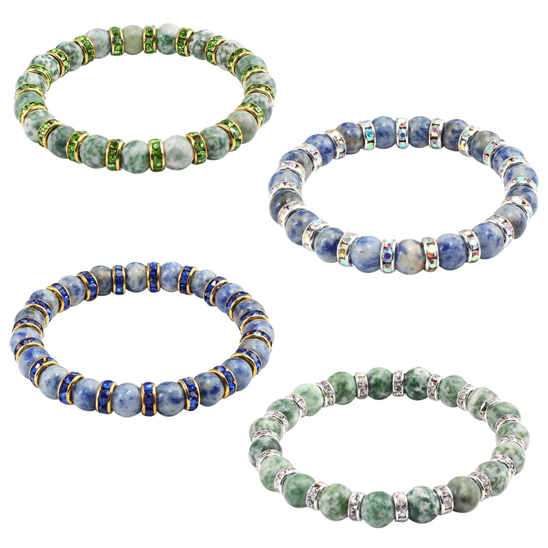 Charms Natural Blue/Green Agates Stone Beaded Bracelets Shiny Gold/Silver Rhinestone Round Bangles For Women Men Vintage Jewelry
Charms Natural Blue/Green Agates Stone Beaded Bracelets Shiny Gold/Silver Rhinestone Round Bangles For Women Men Vintage Jewelry