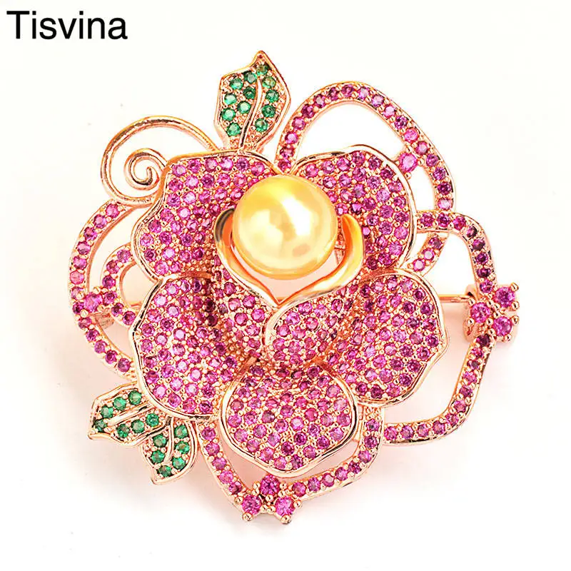 Tisvina Pear flower brooches for women Pin&Pendant Dual-use Rose gold color Red zircon Banquet Weddings Costume Jewelry Fashion
Tisvina Pear flower brooches for women Pin&Pendant Dual-use Rose gold color Red zircon Banquet Weddings Costume Jewelry Fashion