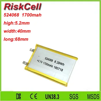 Free shipping 3.7V 1700mah 524068 Lithium Polymer Li-Po Rechargeable Battery For Mp3 MP4 MP5 GPS PSP mobile Pocket PC e-books
Free shipping 3.7V 1700mah 524068 Lithium Polymer Li-Po Rechargeable Battery For Mp3 MP4 MP5 GPS PSP mobile Pocket PC e-books
