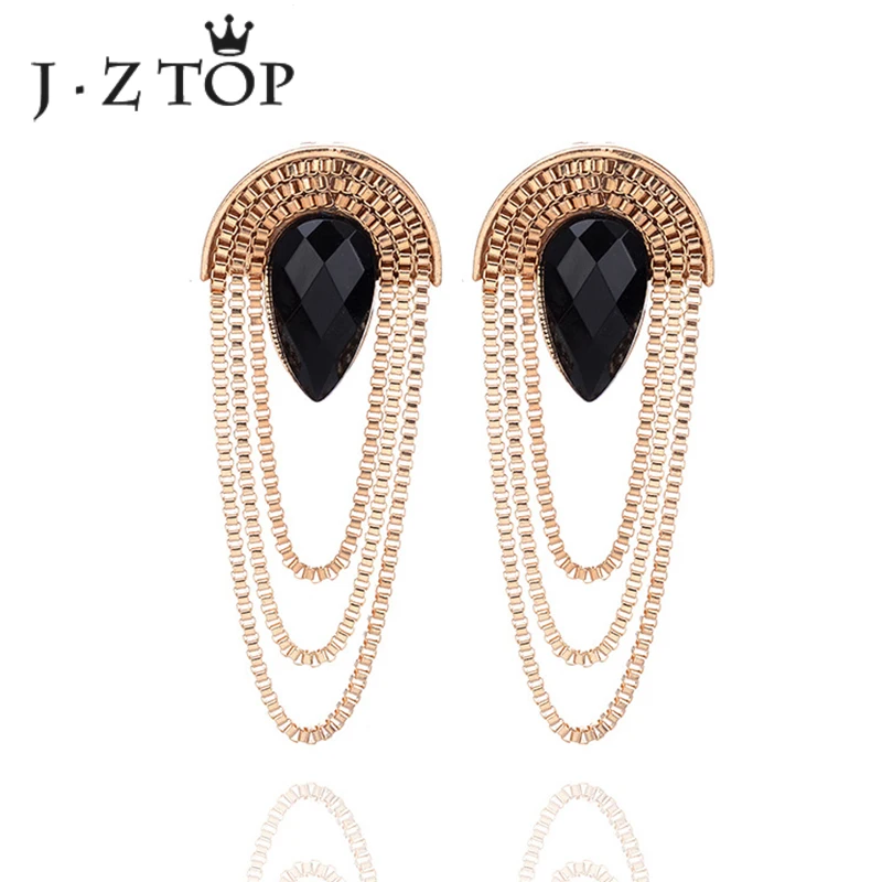 JZTOP Punk Black Crystal Tassel Drop Earrings For Woman Retro Gold Color Metal Chain Dangle Earring Girl Statement Jewelry Gift
JZTOP Punk Black Crystal Tassel Drop Earrings For Woman Retro Gold Color Metal Chain Dangle Earring Girl Statement Jewelry Gift