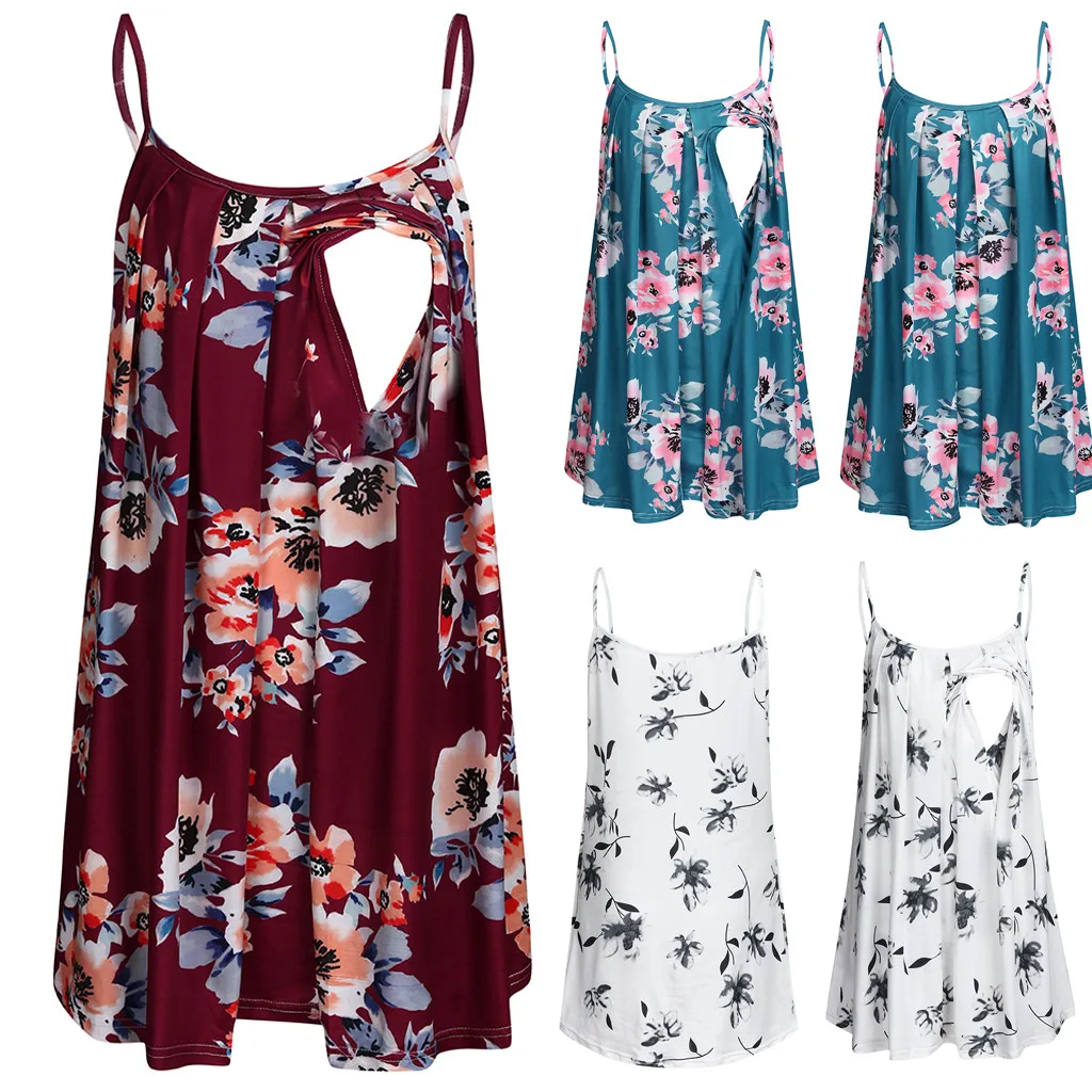 Nursing Top Women Summer Breastfeeding Sleeveless Floral Print Loose Ruffle T Shirt for Feeding Maternity Pregnancy Clothes#4
Nursing Top Women Summer Breastfeeding Sleeveless Floral Print Loose Ruffle T Shirt for Feeding Maternity Pregnancy Clothes#4