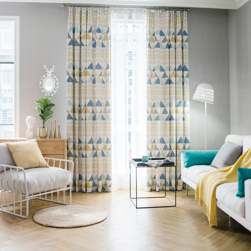North Europe Style Geometric Blackout Curtains for Living Room Poly Cotton Printed Curtain for Bedroom Yellow Blue Window Drape
North Europe Style Geometric Blackout Curtains for Living Room Poly Cotton Printed Curtain for Bedroom Yellow Blue Window Drape