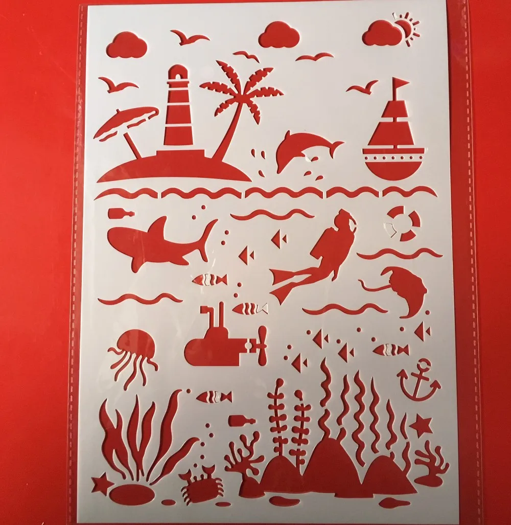 Hot A4 Sea Ocean World DIY Layering Stencils Wall Painting Scrapbook Coloring Embossing Album Decorative Card Template
Hot A4 Sea Ocean World DIY Layering Stencils Wall Painting Scrapbook Coloring Embossing Album Decorative Card Template