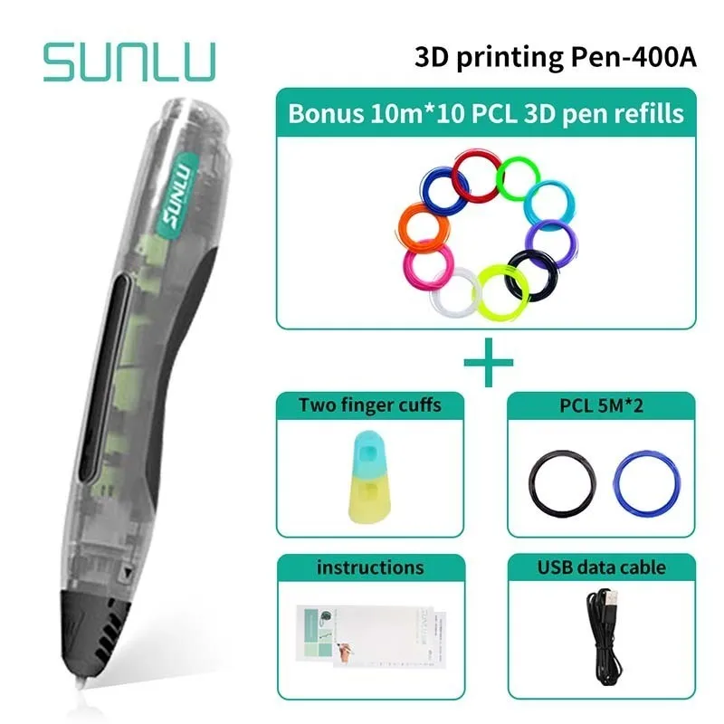 SL-400A 3D Drawing Pen SUNLU Ordinary Produce Low Temperature 3D Printing Pen For Children Scribble Include 100m PCL Filament
SL-400A 3D Drawing Pen SUNLU Ordinary Produce Low Temperature 3D Printing Pen For Children Scribble Include 100m PCL Filament