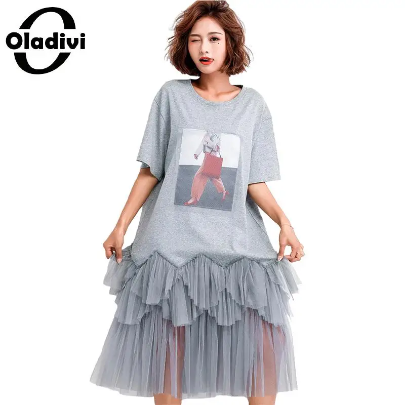 Oladivi Brand Plus Size Women Fashion Print Ruffle Mesh Shirt Dress Summer Midi Dresses Female Casual Loose Top Tunic Vestidos
Oladivi Brand Plus Size Women Fashion Print Ruffle Mesh Shirt Dress Summer Midi Dresses Female Casual Loose Top Tunic Vestidos
