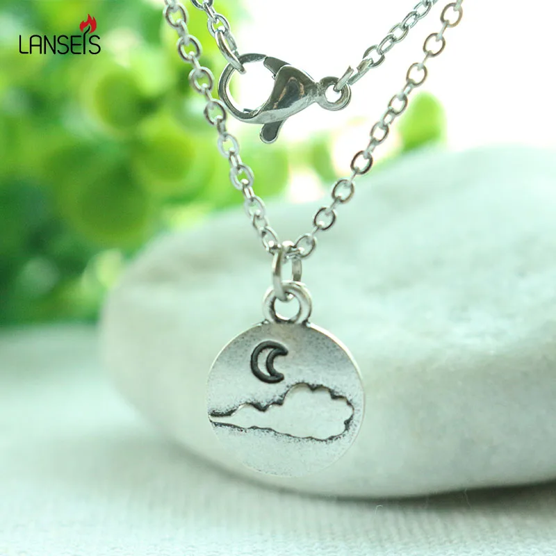 

lanseis 10pcs tiny cute women necklace pendant gift for her Cartoon charm The clouds in the moon and the jewelry