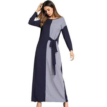 5700# Middle East Europe - Muslim dress dress color lace stitching Plaid Dress 
5700# Middle East Europe - Muslim dress dress color lace stitching Plaid Dress