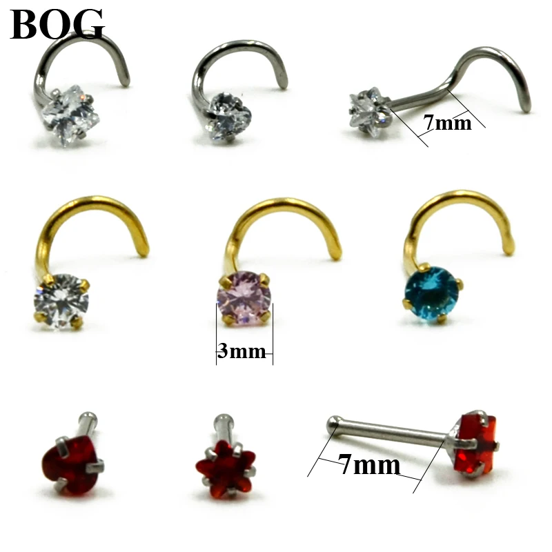 BOG-1piece Prong Set 3mm Zircon Gem Twist Curve Screw Nose Nostril Piercing Ring Stud Nail Piercing Body Jewelry 20g
BOG-1piece Prong Set 3mm Zircon Gem Twist Curve Screw Nose Nostril Piercing Ring Stud Nail Piercing Body Jewelry 20g