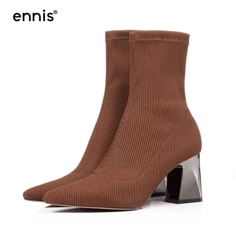 ENNIS 2019 Autumn Stretch Boots Women Thick High Heel Shoes Pointed Toe Sock Ankle Boots Black Caramel Female Boots Fashion A831
ENNIS 2019 Autumn Stretch Boots Women Thick High Heel Shoes Pointed Toe Sock Ankle Boots Black Caramel Female Boots Fashion A831