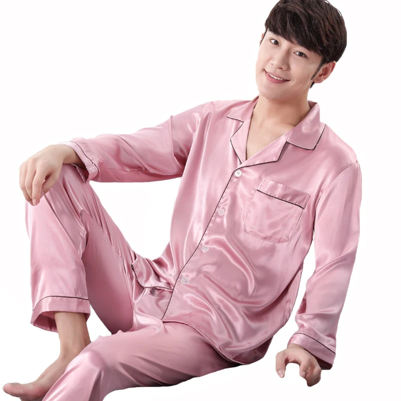 Silky Satin Male Pajamas Set New Style Men Spring Long Sleeve 2PCS Shirt&Pants Solid Home Wear Solid Pyjamas Pajamas Suit
Silky Satin Male Pajamas Set New Style Men Spring Long Sleeve 2PCS Shirt&Pants Solid Home Wear Solid Pyjamas Pajamas Suit