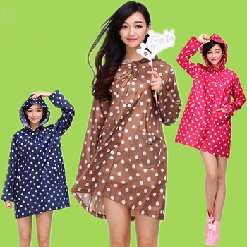 Fashion Woman Rainwear Womens Rain Coat Raincoat Waterproof Outdoor Outerwear Hooded Covers Dot Pockets Knee Length
Fashion Woman Rainwear Womens Rain Coat Raincoat Waterproof Outdoor Outerwear Hooded Covers Dot Pockets Knee Length