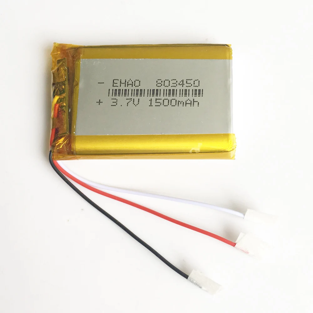 3.7V 1500mAh 803450 Lithium Polymer LiPo Rechargeable Battery cells 3 wires For Mp3 DVD PAD camera GPS Speaker Recorder keyboard
3.7V 1500mAh 803450 Lithium Polymer LiPo Rechargeable Battery cells 3 wires For Mp3 DVD PAD camera GPS Speaker Recorder keyboard