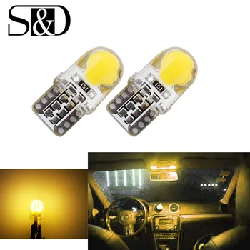 

6pcs Auto T10 Yellow Amber 194 W5W 168 COB 8-SMD Silica Car LED Super Bright Turn Side License Plate Light Lamp Bulb DC12V