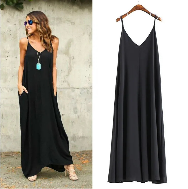 2017 Women's Summer Long Dress Beach Spaghetti Strap Dresses Backless V-Neck Solid Oversized Strappy Maxi Dress
2017 Women's Summer Long Dress Beach Spaghetti Strap Dresses Backless V-Neck Solid Oversized Strappy Maxi Dress