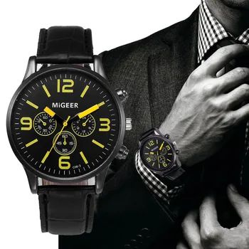 MIGEER Men Watches Luxury Faux Leather Band Military Clock Sports Quartz Wrist Watch Men's Steel Dial Business Watches Reloj#YY
MIGEER Men Watches Luxury Faux Leather Band Military Clock Sports Quartz Wrist Watch Men's Steel Dial Business Watches Reloj#YY